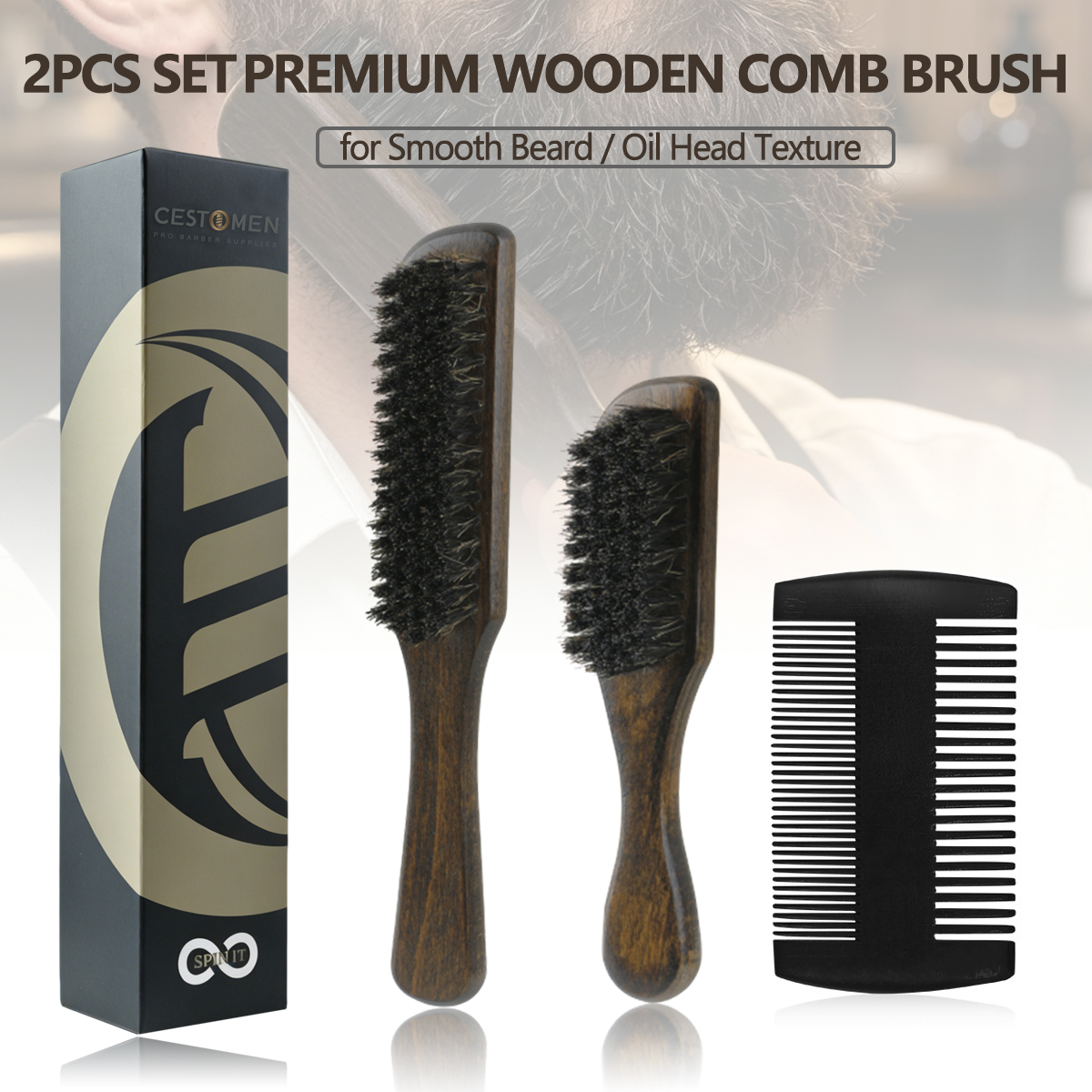Men'S Grooming Barbershop - 2Pcs Men Beard Grooming Care Kit