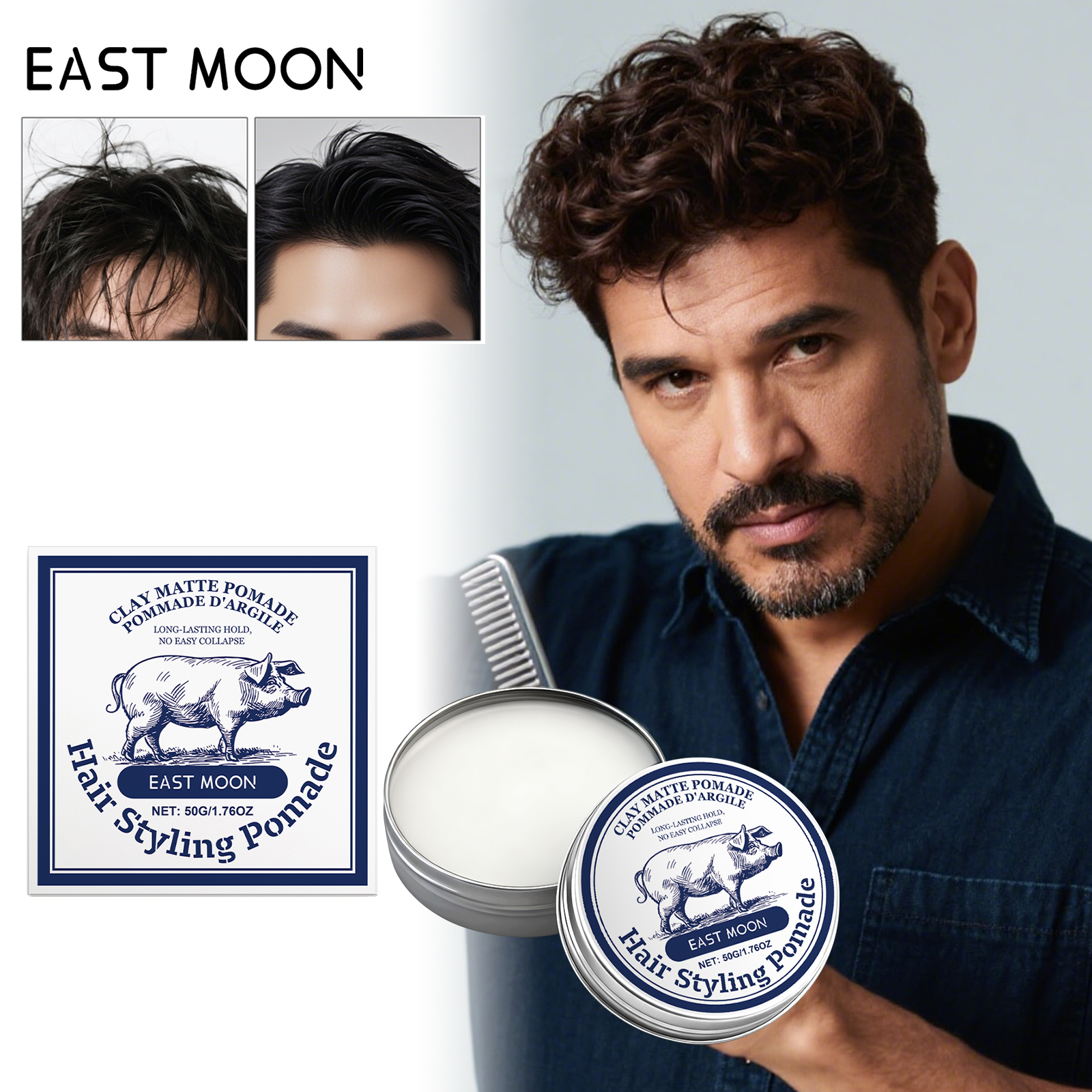 Pomade Hair Clay - Mens Hair Clay Strong Hold Matte