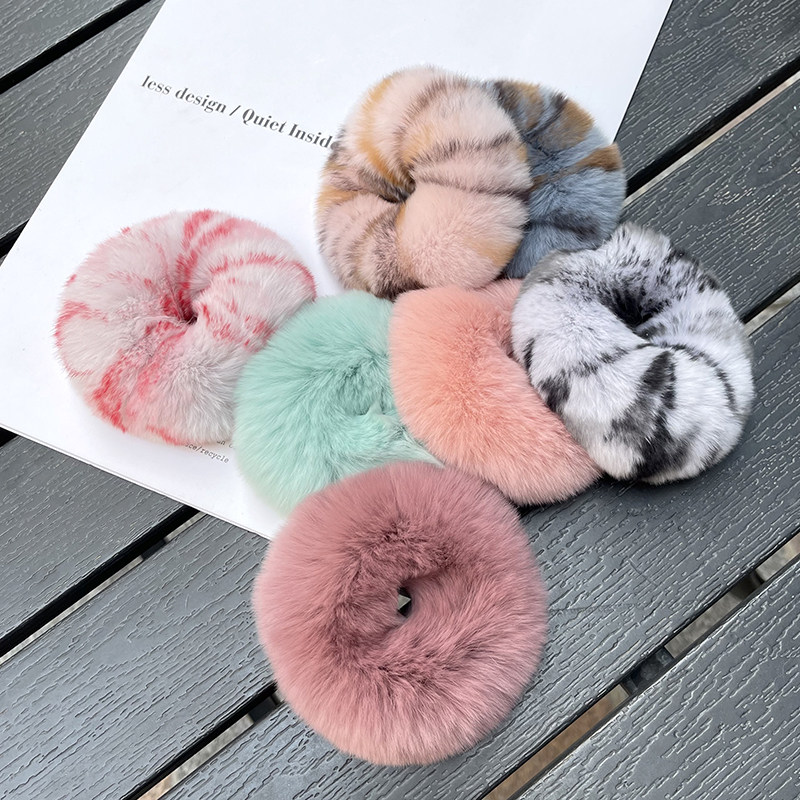 Men'S Grooming Tape - Rex Rabbit Fur Hair Scrunchies Furry