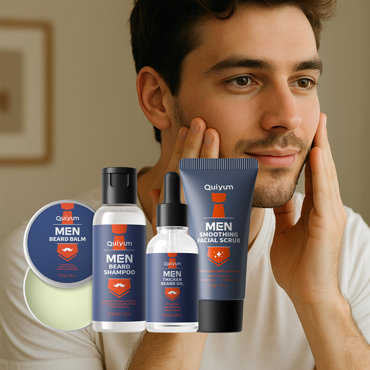 Men'S Grooming Oil - QUIYUM 4Pcs Men Beard & Facial