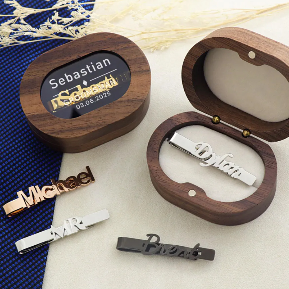 Mens Grooming Box - Customized Name Men's Stainless Steel Tie