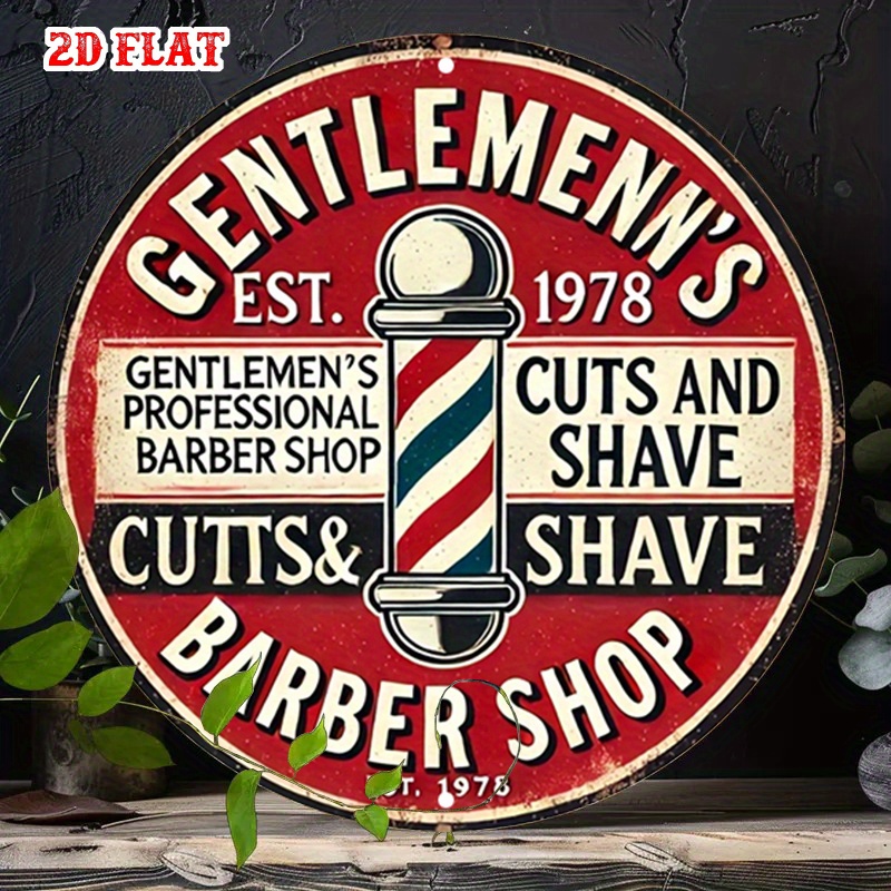 Men'S Grooming Barbershop - Classic Barbershop 2D Flat Round Aluminum