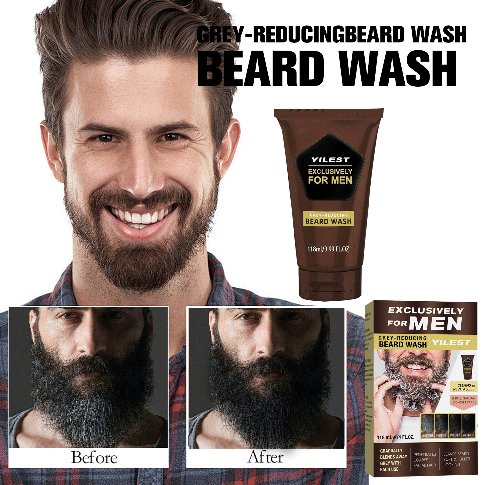 1-3pcs Men's Beard Black Dye D - Face Wash Mens recension och pris